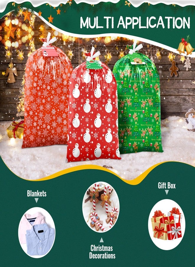 TranquilBliss Large Christmas Gift Bags 3 Oversized Bags 44"x36" Large Size Plastic Present Bags with Tag & Tie, Jumbo Large Gift Bags for Presents Christmas, Gift Wrapper, Heavy Duty Gift Sack - Image 4
