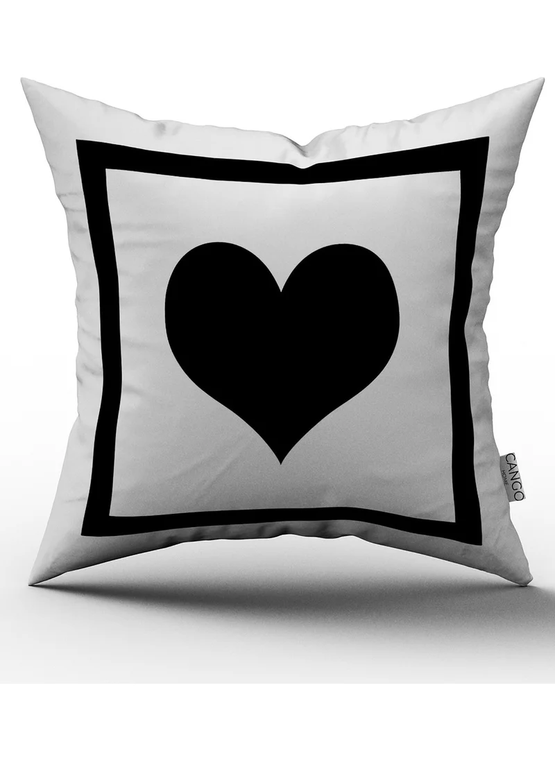 Cango Home Black and White Letter Digital Printed Throw Pillow Cover - Heart