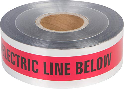 Morris Products Underground Electrical Foil Lined Caution Tape – 3" Width – Detectable From 12-24" Depths – Red – Printed with Caution Buried Electric Line Below – 1, 000'. Length - Image 2