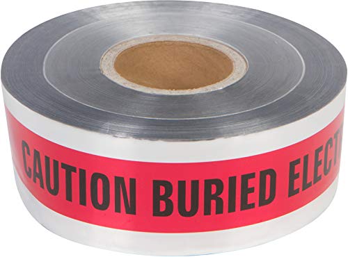 Morris Products Underground Electrical Foil Lined Caution Tape – 3" Width – Detectable From 12-24" Depths – Red – Printed with Caution Buried Electric Line Below – 1, 000'. Length - Image 1