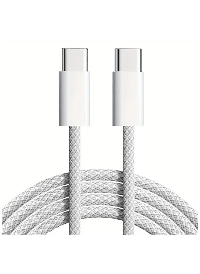 USB C To USB C Nylon Braided Cable PD Type C Fast Charging Cable USB-C White