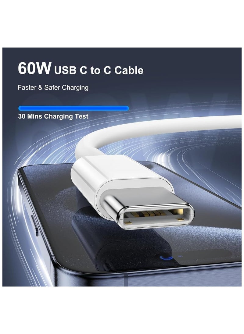 USB C To USB C Nylon Braided Cable PD Type C Fast Charging Cable USB-C White