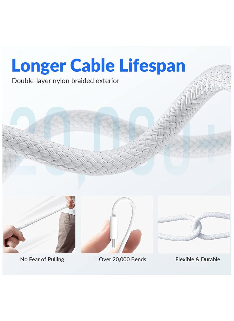 USB C To USB C Nylon Braided Cable PD Type C Fast Charging Cable USB-C White