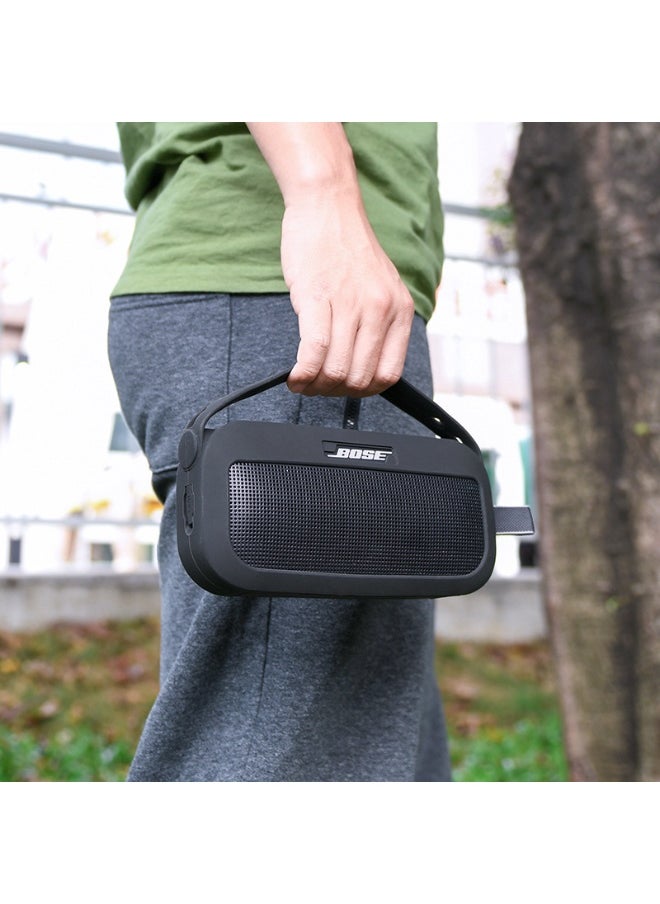 Beauenty Silicone Speaker Case Cover, Compatible with New Bose SoundLink Flex Case, Protective Waterproof Soft Skin, Replacement Bluetooth Speakers Travel Carrying Case with Keychain Hook (Black)  - Image 2