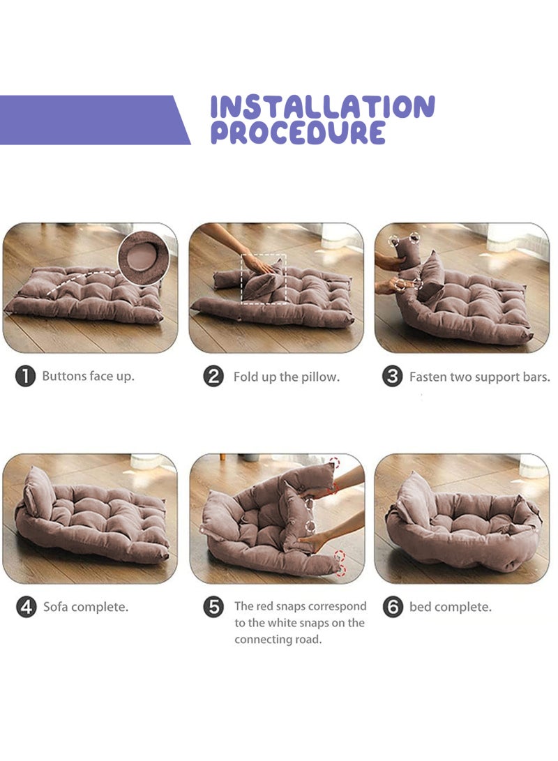 URbazaar 3 in 1 Dog Sofa Bed, Water Resistant,for Small,Medium and Large Dogs,Cat Beds for Indoor Cats, Soft and Comfortable,Multifunctional Deformation Pet Nest - Image 5