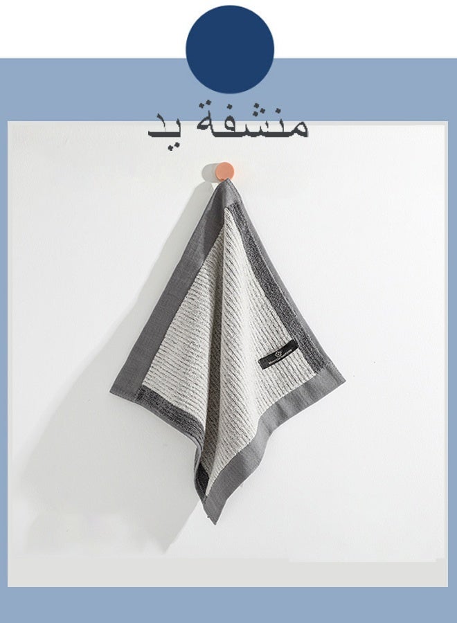 34*34 Cm Gray-Bordered Absorbent Pure Cotton Hand Towel - Image 1
