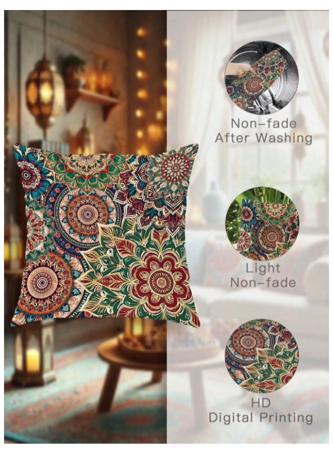 غطاء وسادة طقم من 4 قطع بالوان زهية و ثابتة  مقاس 45 سم × 45 سم بدون حشوة - Image 3