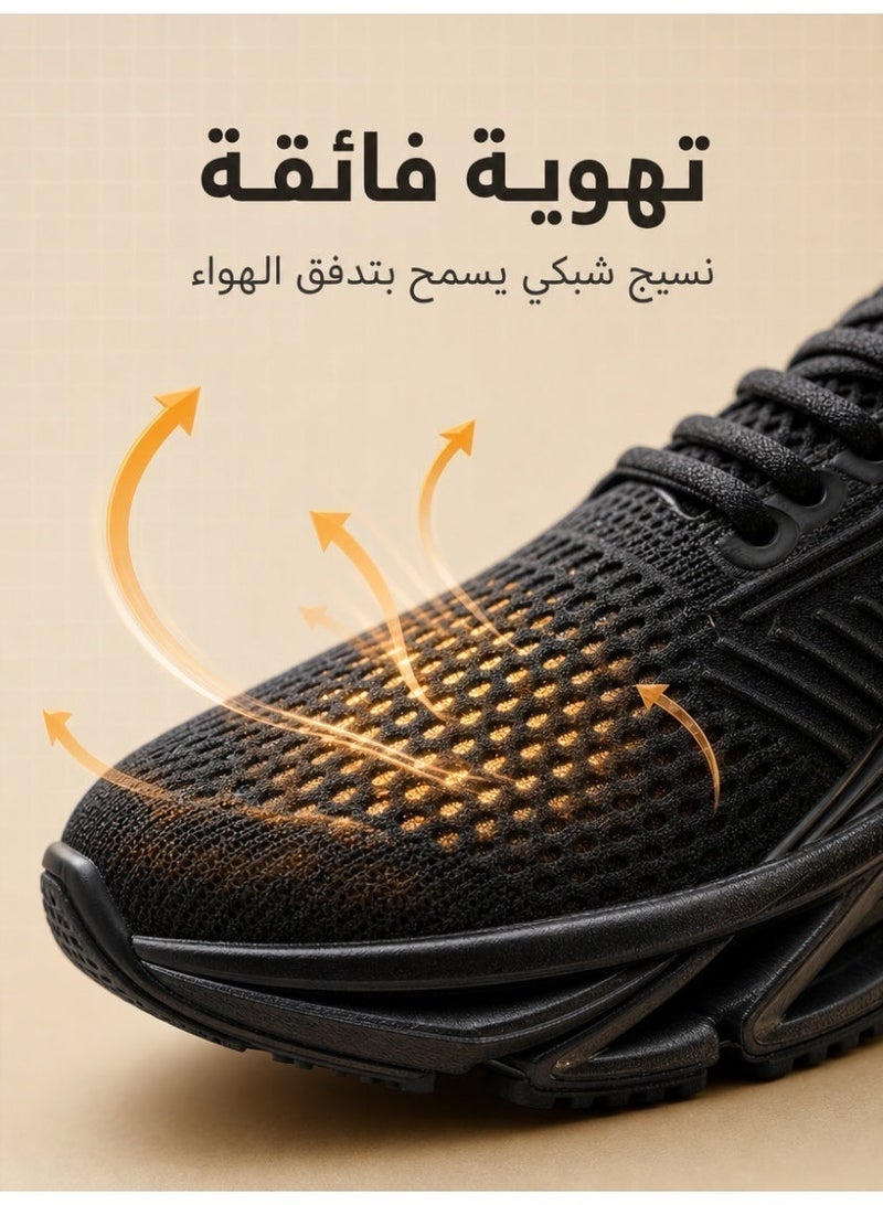 Breathable Mesh Running Shoes for Men - Lightweight Casual Sneakers with High-Elastic Cushioning Midsole, Durable Outsole & Lace Closure, Eye-Catching Red - Image 2
