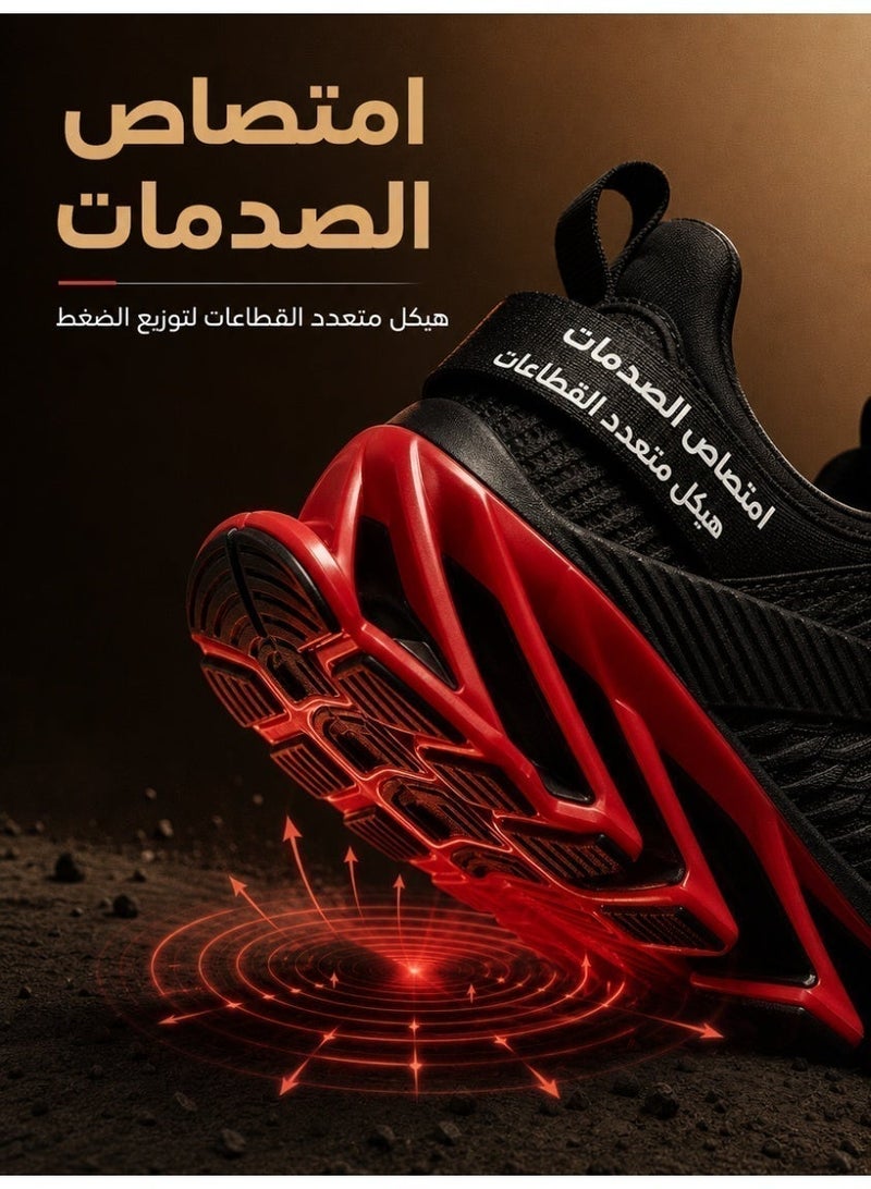 Breathable Mesh Running Shoes for Men - Lightweight Casual Sneakers with High-Elastic Cushioning Midsole, Durable Outsole & Lace Closure, Eye-Catching Red - Image 4