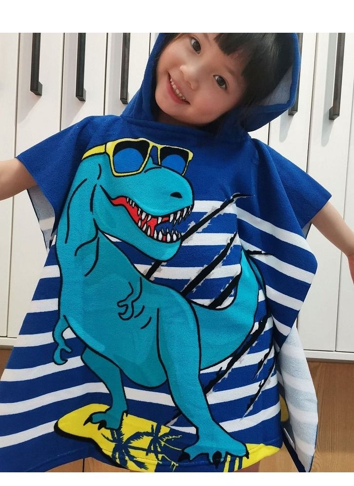 Y&D Kids Hooded Beach Bath Towel Poncho for Age 4-10 Years - Swim Pool Coverup Cape Multi-use Bath/Shower/Pool/Swim 