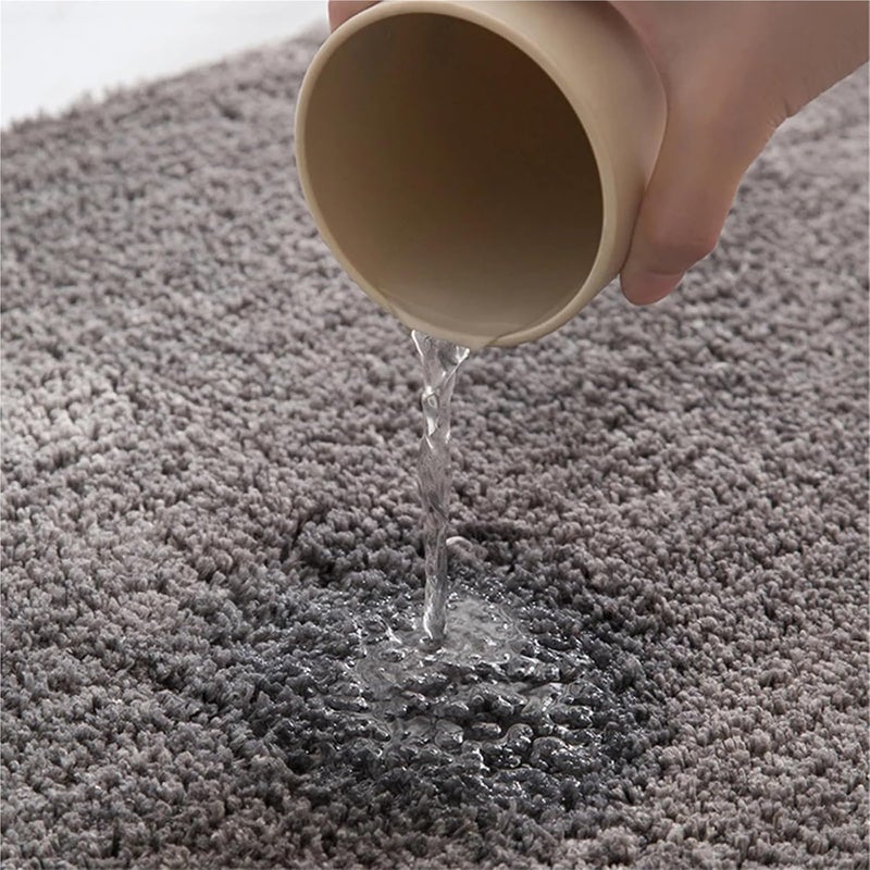 Solid Color Thickened Furry Arched Shower Room Absorbent Floor Mat Soft Foot Bathroom Semicircular Non-Slip(Dark Grey) - Image 4