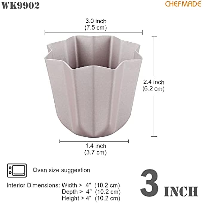 chefmade Pandoros Cake Mold 3 Inch NonStick Small Octagonal Muffin Bakeware for Oven and Instant Pot Baking Champagne Gold - Image 4