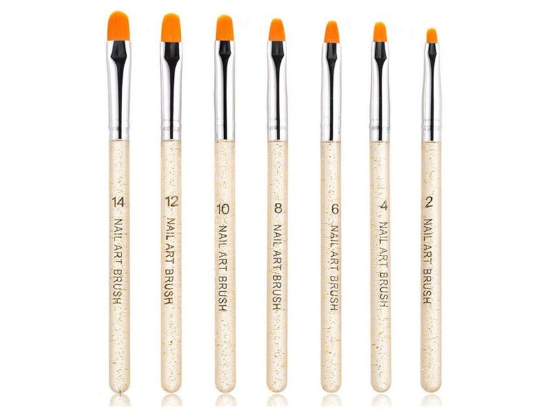 Aoshang 7Pcs Uv Gel Nail Brush Poly Extension Gel Brush Nail Art Tips Builder Painting Pen SetNo2468101214