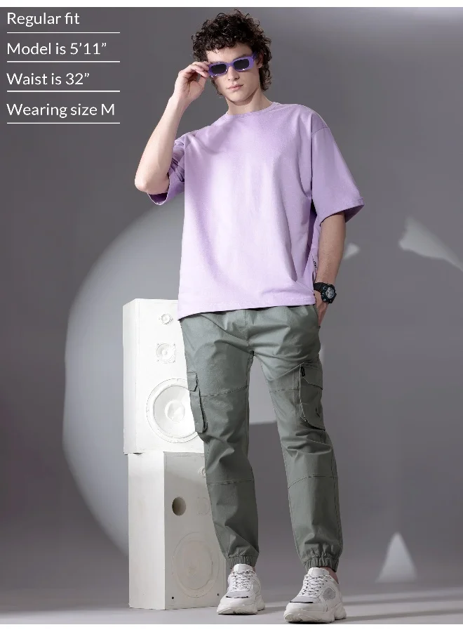 Beyoung Matte Grey Heavy Gauge Cargo Joggers