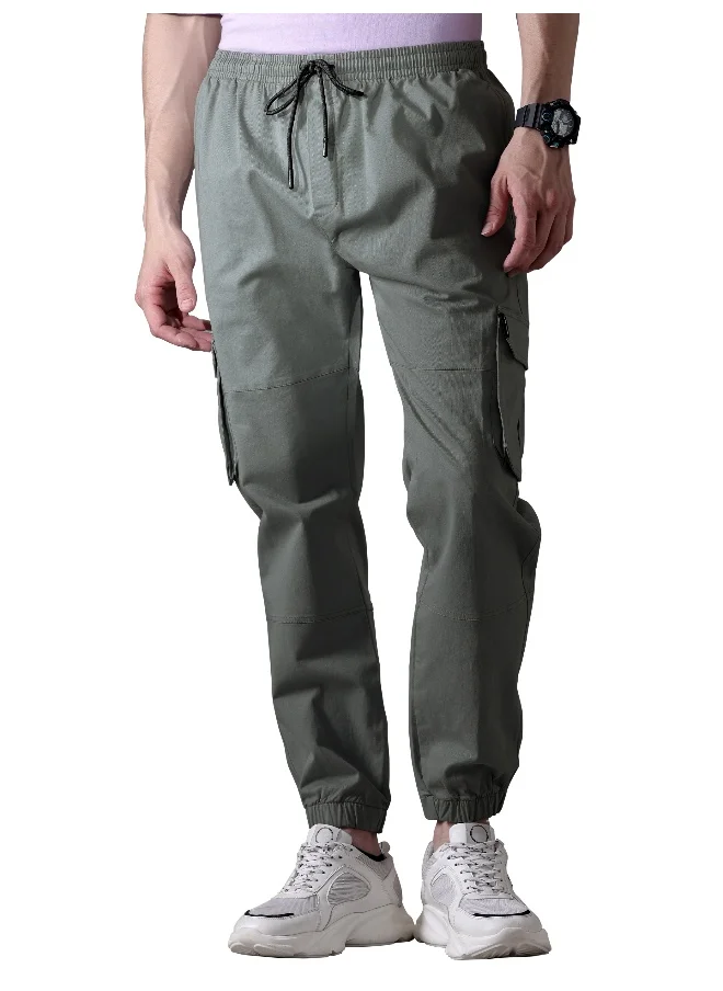 بيونغ Matte Grey Heavy Gauge Cargo Joggers