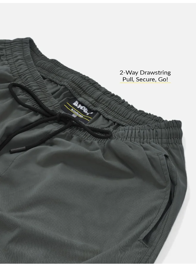 Beyoung Matte Grey Heavy Gauge Cargo Joggers