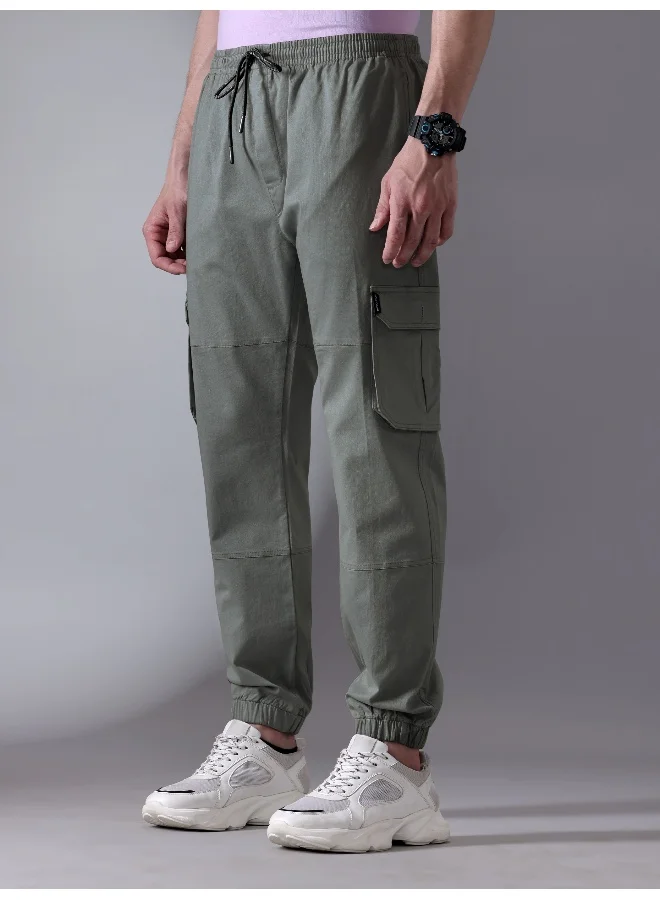 Beyoung Matte Grey Heavy Gauge Cargo Joggers