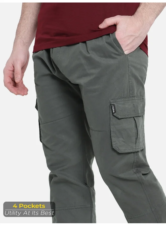 Beyoung Matte Grey Heavy Gauge Cargo Joggers
