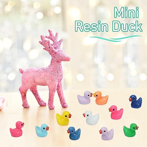 Rachan260 Pcs Mini Ducks Bulk Multicolor Resin Duck Figurines for Miniature Landscape Garden Aquarium Potted Ornament Home Hide Prank Game Dollhouse Decor School Activity - Image 5