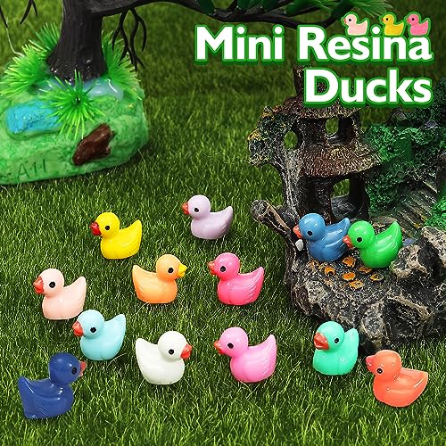 Rachan260 Pcs Mini Ducks Bulk Multicolor Resin Duck Figurines for Miniature Landscape Garden Aquarium Potted Ornament Home Hide Prank Game Dollhouse Decor School Activity - Image 4