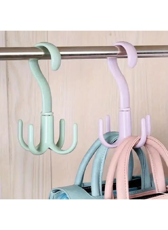 Pink 360 Rotating Space Saving Hook Storage Rack Durable PS Plastic Strong Load Bearing - Image 2