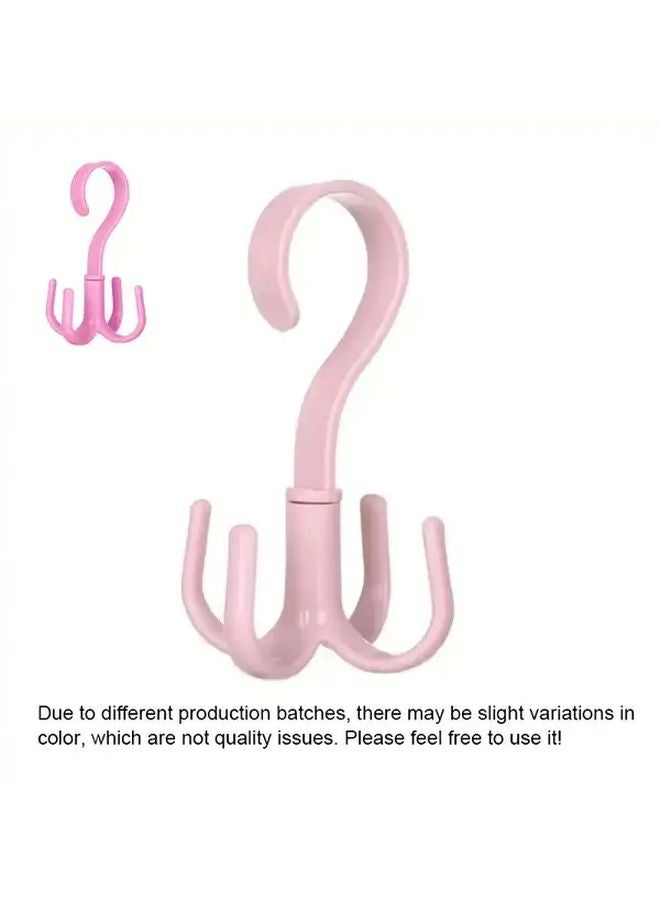Pink 360 Rotating Space Saving Hook Storage Rack Durable PS Plastic Strong Load Bearing - Image 4