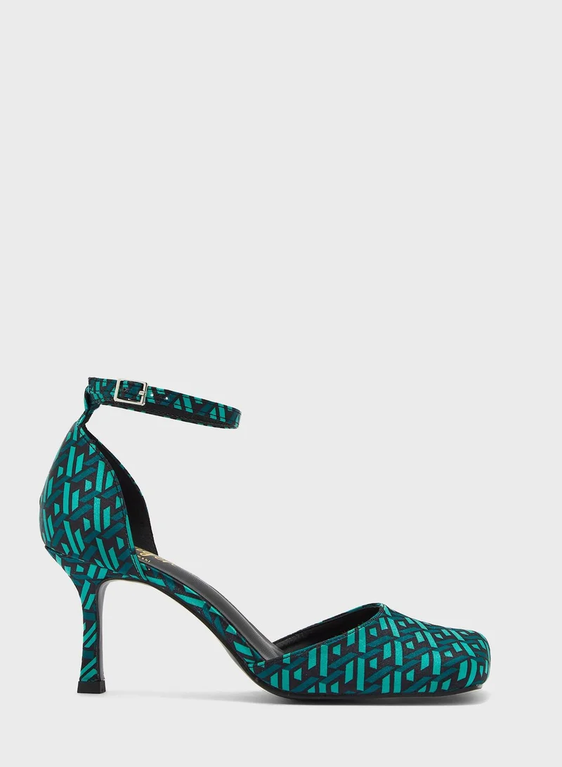 Ginger Printed Square Toe Pump