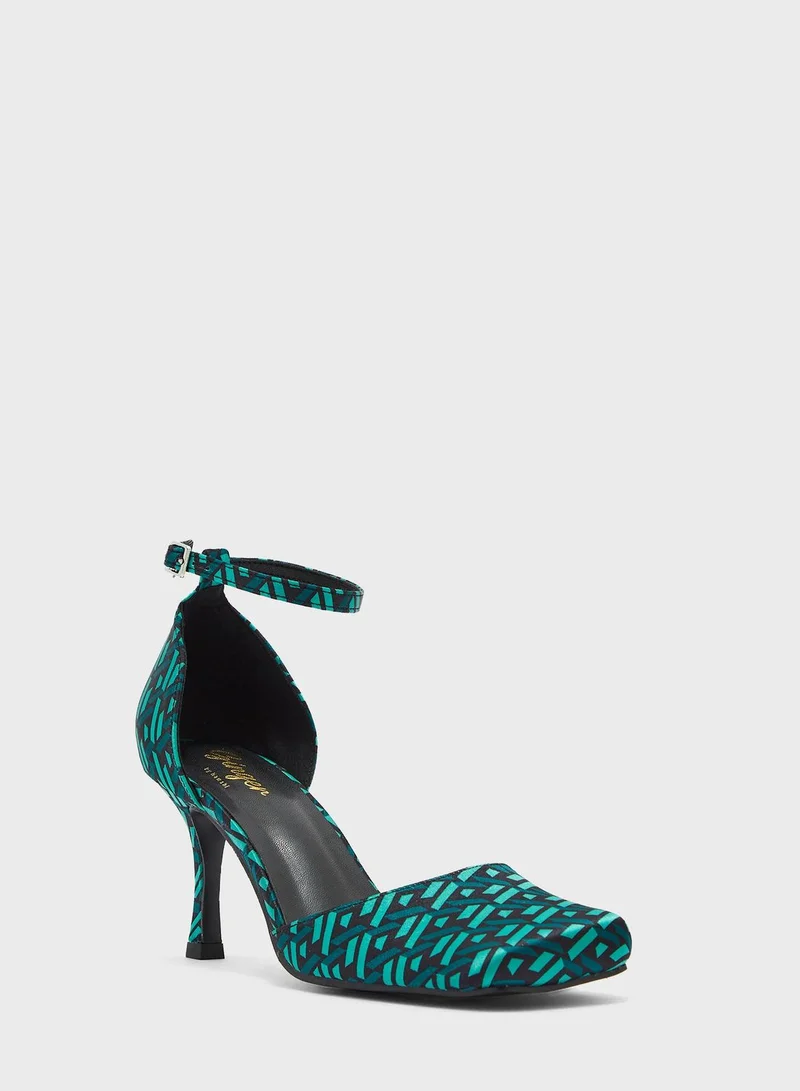 Ginger Printed Square Toe Pump