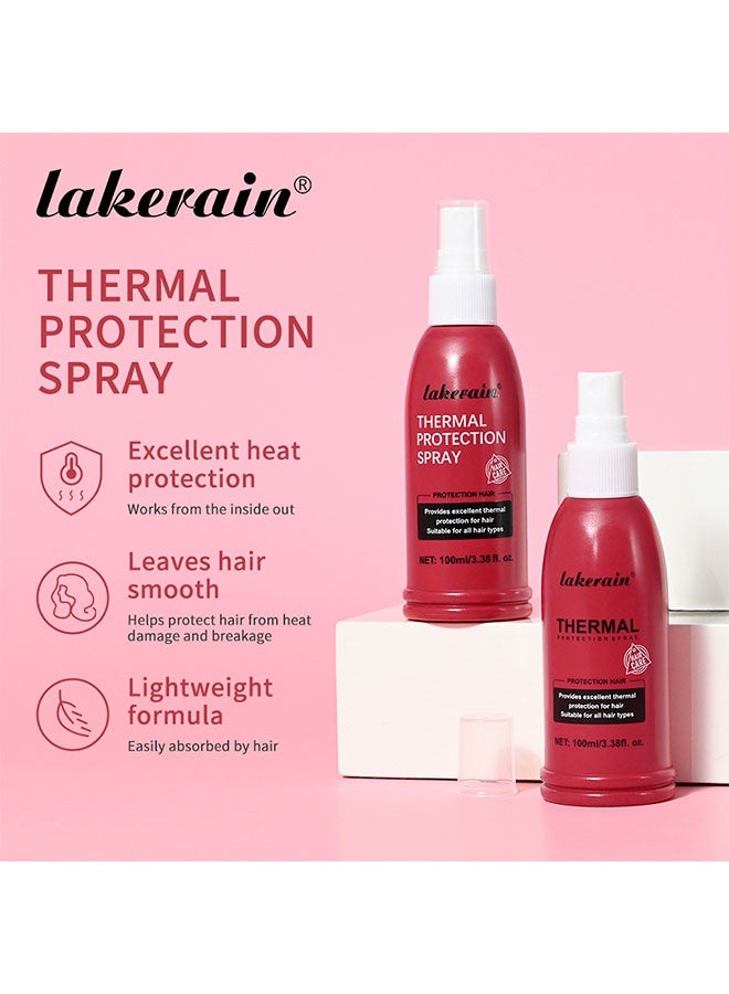 ليكرين بخاخ حماية حرارية للشعر، بخاخ زيت أساسي للحماية من الحرارة يُترك على الشعر، يقلل التجعد، يرطب ويجعل الشعر ناعماً، حماية طبيعية من الحرارة لف الشعر، التمويج، التجفيف بالمجفف، الفرد، بخاخ حماية حرارية للشعر، 100 مل - Image 2