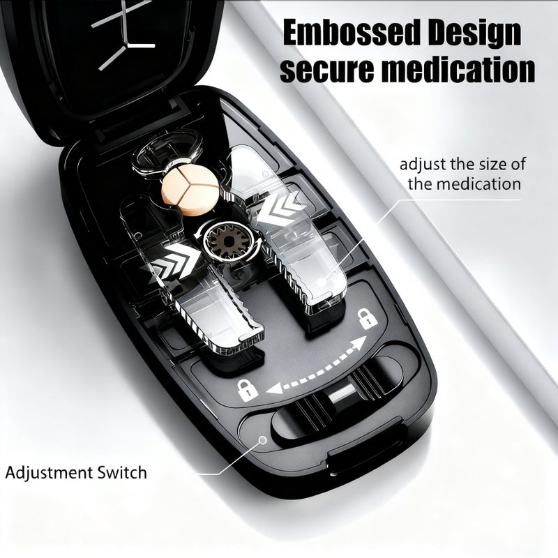 Hafigigi Pill Cutter Splitter for Small and Tiny Pills - Pill Cutter 1/4 - Accurately Cuts Multiple Pills - Easy Open Snap Button. Detachable Nonslip V-Shaped Pad. Wrap-Around Blade Guard. Back Storage (Black) - Image 5
