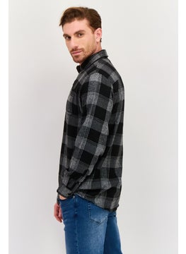 Burnside Men Regular Fit Checkered Long Sleeve Casual Shirt, Black  - Image 2