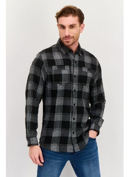 Burnside Men Regular Fit Checkered Long Sleeve Casual Shirt, Black  - Image 1
