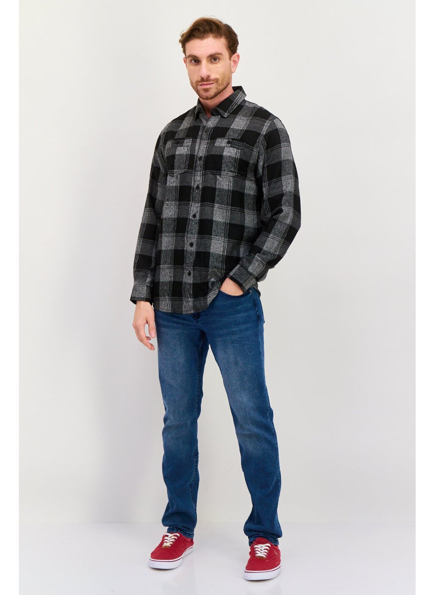 Burnside - Men Regular Fit Checkered Long Sleeve Casual Shirt, Black - Image 1