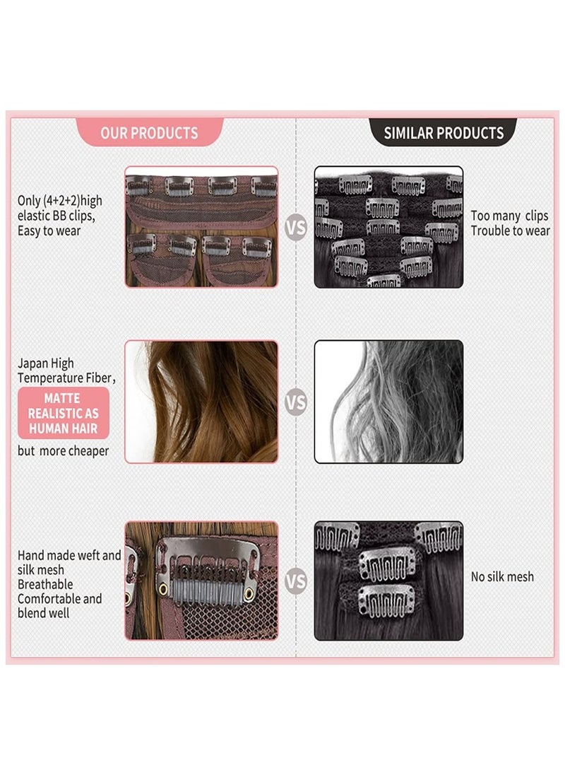Estelle Clip in Hair Extensions for Women, Synthetic Long Straight,bodywave,curly Hairpieces Thick Clip in Hair Extensions with Invisible Clips for lady,girl (DARK BROWN, 3PCS)  - Image 5