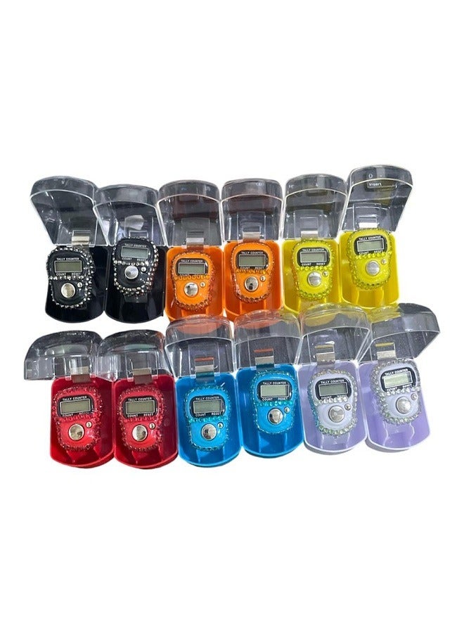12 Piece Electronic Digital Finger Counter Set, Multi-Color Crystal Design  - Image 1