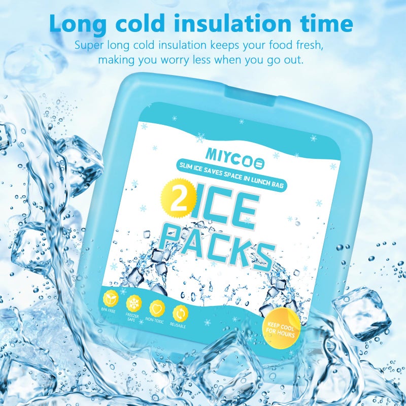 MIYCOO Ice Packs for Lunch Boxes & Lunch Bag - Quick Freeze Ice Pack Space Saving Freezer Packs - Reusable Slim Original Cool Pack - Cooler Accessories for Beach, Camping and Fishing - 2PC - Image 5