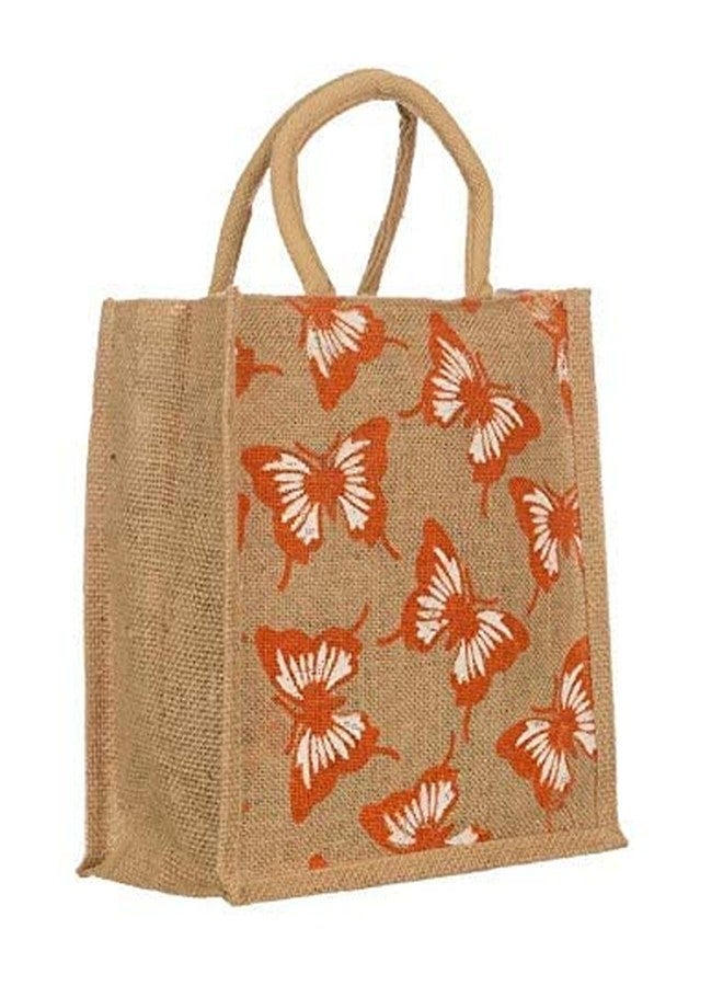 HRBS Jute Bag 1 Piece Beautiful Designs Printed Tiffin/Shopping/Grocery Hand Bag with Zip & Handle for Men and Women, Jute Bags for Lunch, Jute Bag with Zip, Jute Bags for Shopping Note-Print may vary - Image 2