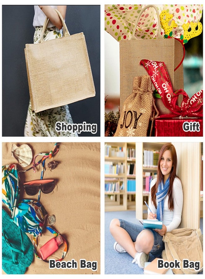 HRBS Jute Bag 1 Piece Beautiful Designs Printed Tiffin/Shopping/Grocery Hand Bag with Zip & Handle for Men and Women, Jute Bags for Lunch, Jute Bag with Zip, Jute Bags for Shopping Note-Print may vary - Image 3