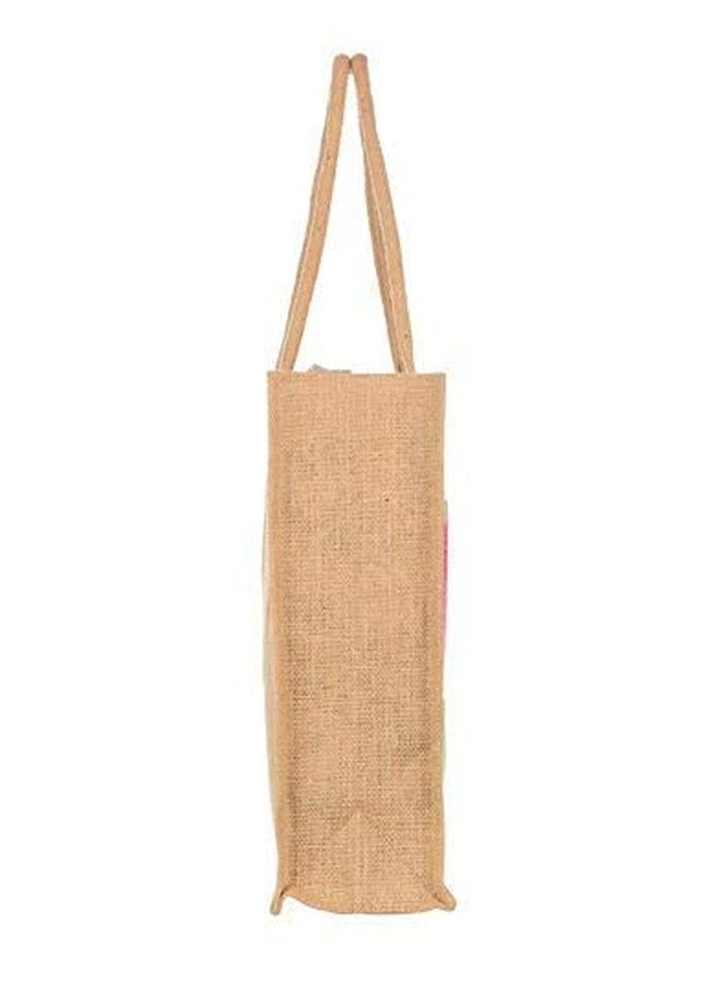 HRBS Jute Bag 1 Piece Beautiful Designs Printed Tiffin/Shopping/Grocery Hand Bag with Zip & Handle for Men and Women, Jute Bags for Lunch, Jute Bag with Zip, Jute Bags for Shopping Note-Print may vary - Image 5