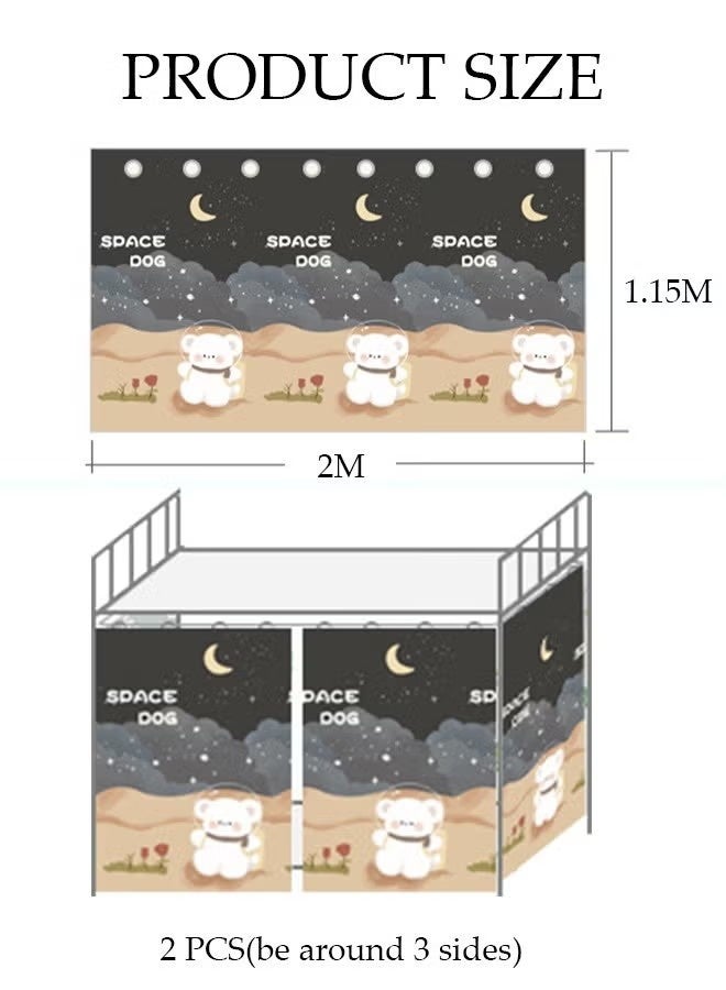 Blackout Bottom Bunk Bed Curtains Dormitory Room Lightproof Decorative Roommate Privacy Cover Canopy Photo Background Decor Backdrop Blackout Curtain 2 Panels - Image 2
