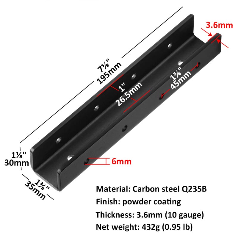 heneng 4 Pack U Brackets for 1" Square Tube Fence Mounting,External Channel Connector,3.6 mm Thick - Image 2