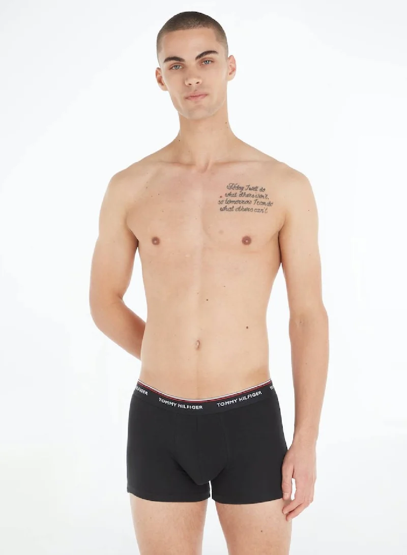 TOMMY HILFIGER Men's 3-Pack Premium Essential Trunks Underwear Bottoms, Black