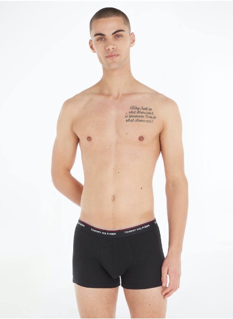 TOMMY HILFIGER - Men's 3-Pack Premium Essential Trunks Underwear Bottoms, Black - Image 1