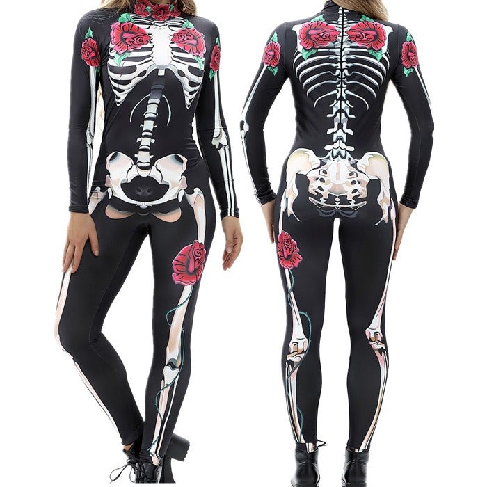 3D Digital Print Skeleton Halloween Costume Long Sleeve Top for Adults & Kids