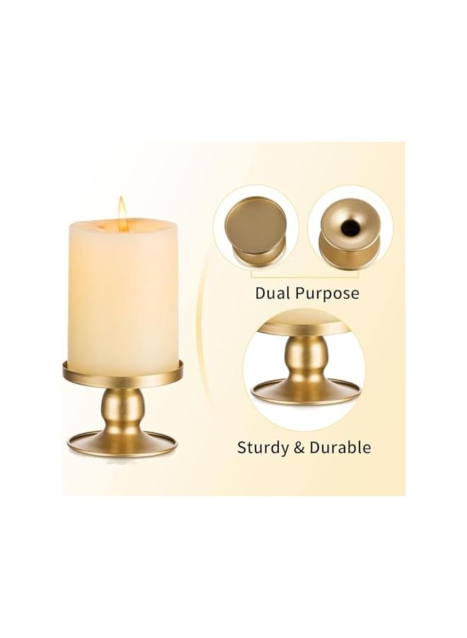 The Bros Candle Holders for Pillar Candles, Romadedi Gold Pillar & Taper Candle Holder, Small Metal Candle Stick Candle Holder for Wedding, Dining Room Table Centerpiece, Holiday Decor, 6 Pcs - Image 5