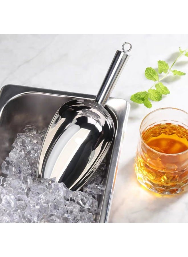 Fuukou Ice Scoop for Freezer,Stainless Steel Ice Scoop for Ice Machine,Small Metal Ice Scoop for Ice Maker Kitchen Bar Party Wedding,Heavy Duty,Dishwasher Safe,8 OZ Utility Metal Scoop - Image 2