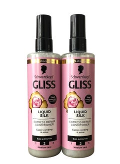 Schwarzkopf Gliss Liquid Silk Leave In Hair Conditioner Spray With Keratin 2 X 200Ml = 400Ml 