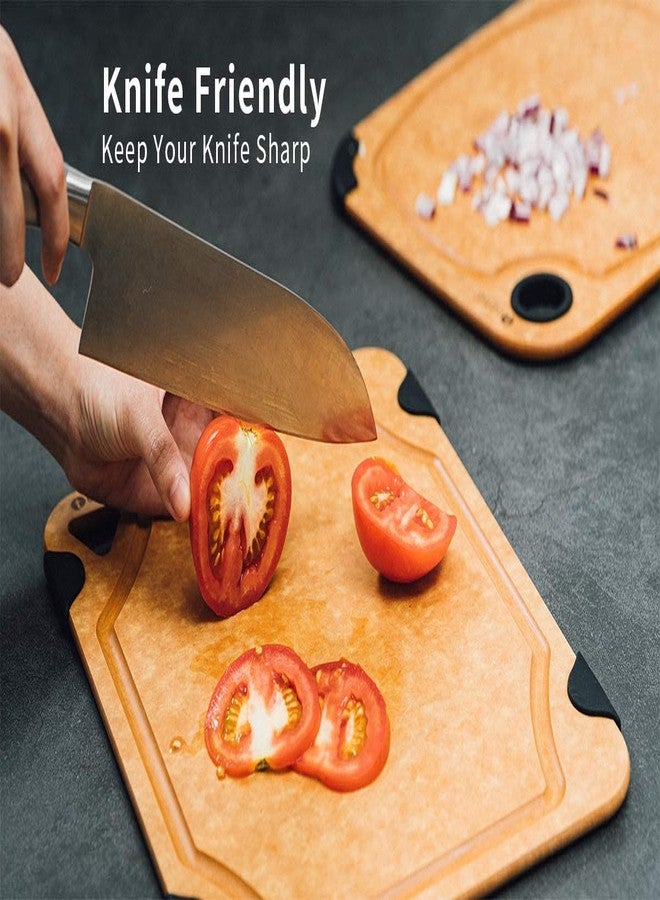 toptier Cutting Board for Kitchen Dishwasher Safe, Toptier, Wood, Fiber , Eco-Friendly, Non-Slip, Juice Grooves, Non-Porous, BPA Free, Small, Silicone, 11.5 x 9.25-inch, Natural Slate - Image 4