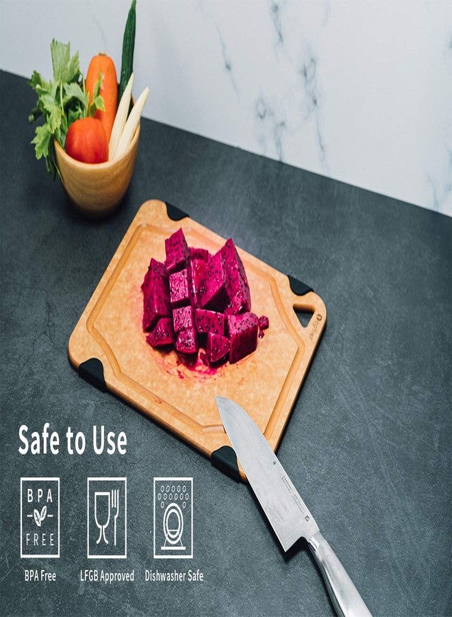 toptier Cutting Board for Kitchen Dishwasher Safe, Toptier, Wood, Fiber , Eco-Friendly, Non-Slip, Juice Grooves, Non-Porous, BPA Free, Small, Silicone, 11.5 x 9.25-inch, Natural Slate - Image 2