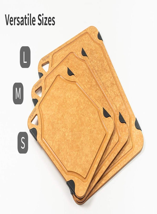 toptier Cutting Board for Kitchen Dishwasher Safe, Toptier, Wood, Fiber , Eco-Friendly, Non-Slip, Juice Grooves, Non-Porous, BPA Free, Small, Silicone, 11.5 x 9.25-inch, Natural Slate - Image 5